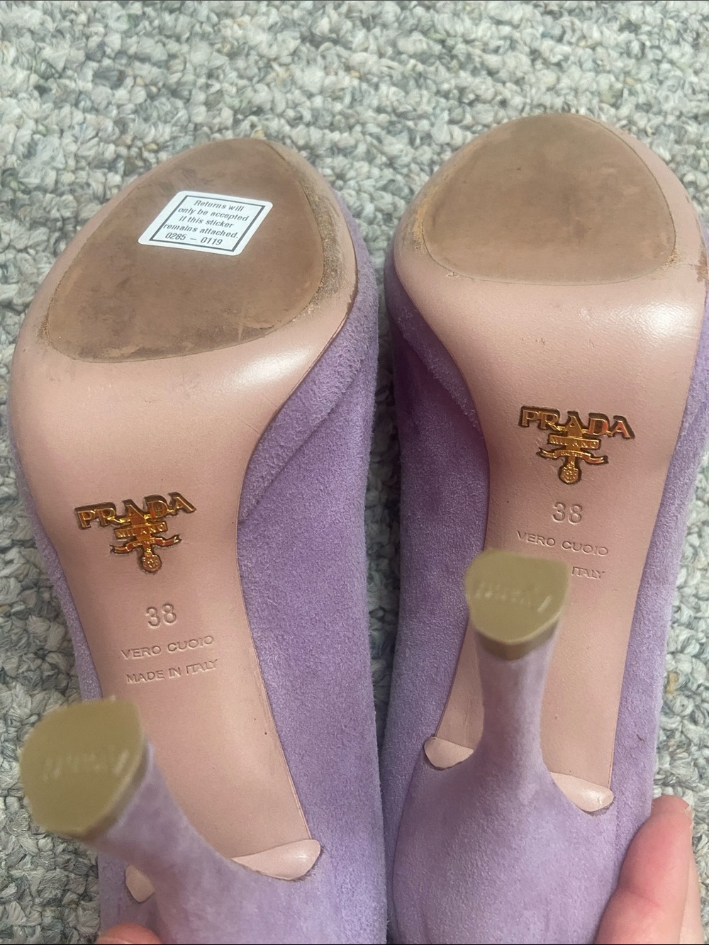 PRADA Lavender Scalloped Suede High Heel Pump - Women - Picture 10 of 10